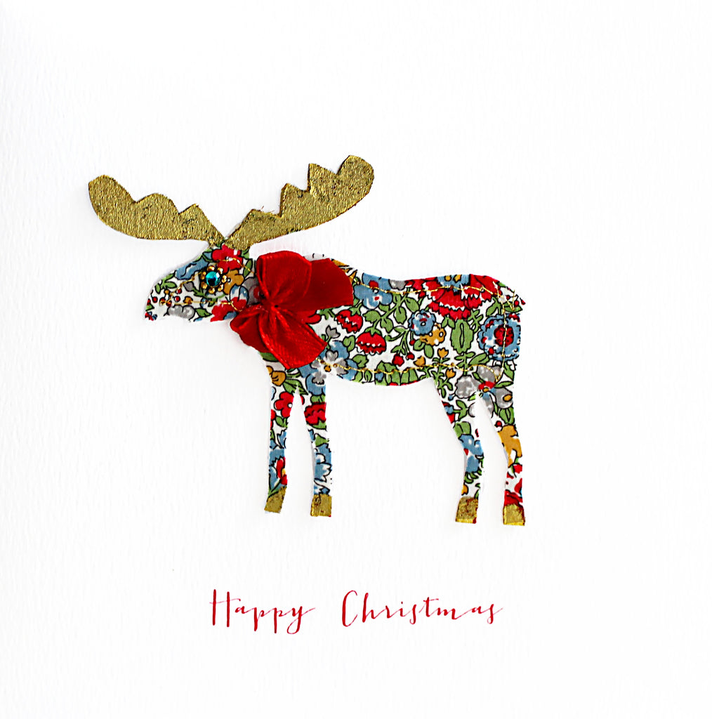 Fabric Moose Christmas Card