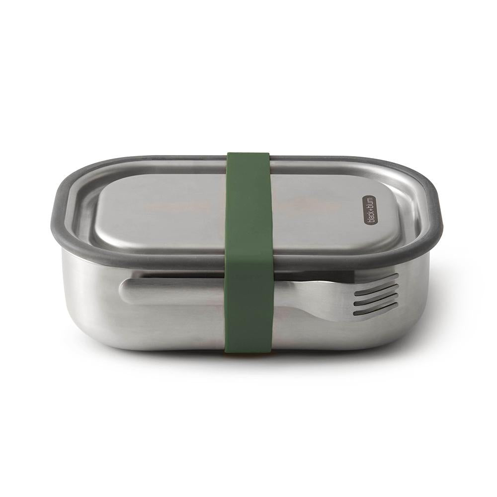 Stainless Steel & Olive Lunch Box Large