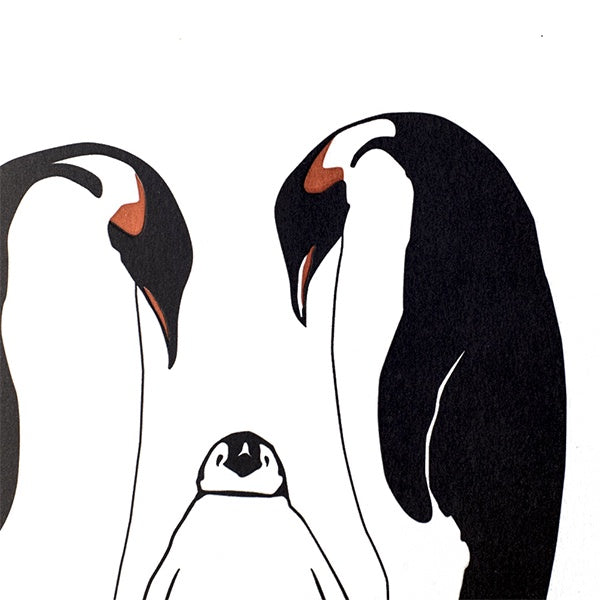 Penguin Family  Letterpress Card