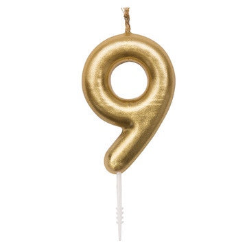 Gold Number 9 Candle