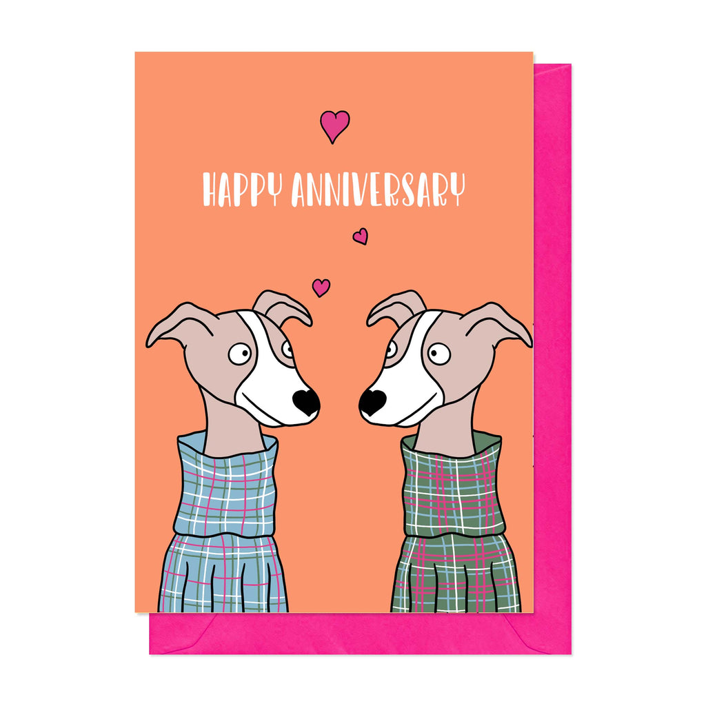 Dogs In Tartan Anniversary Card