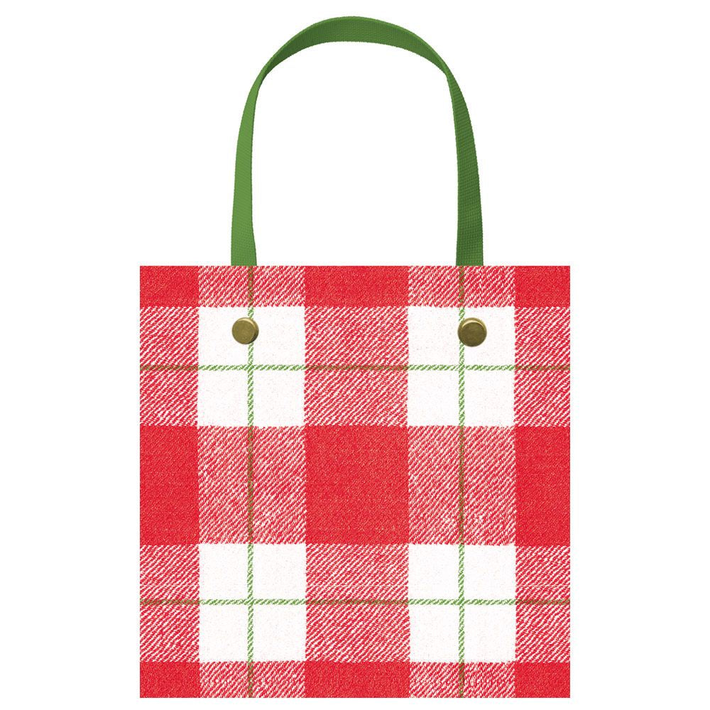 Red Plaid Check Small Gift Bag