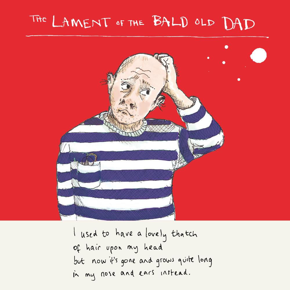 Lament of Bald Old Dad Father's Day Card Red