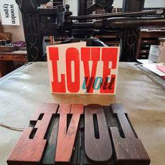 Big 'LOVE you' letterpress card