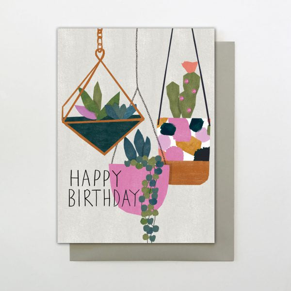 Hanging Plants Happy Birthday Card