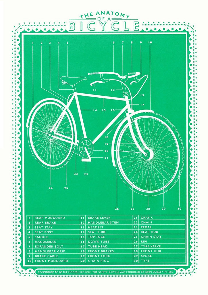 The Anatomy of A Bicycle A3 Print