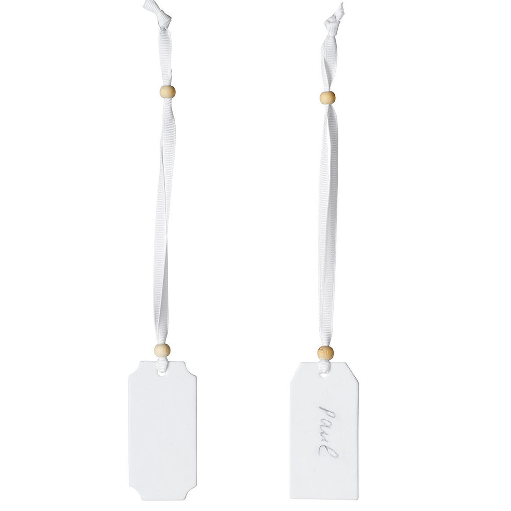 White Porcelain Place Tags Set of 2