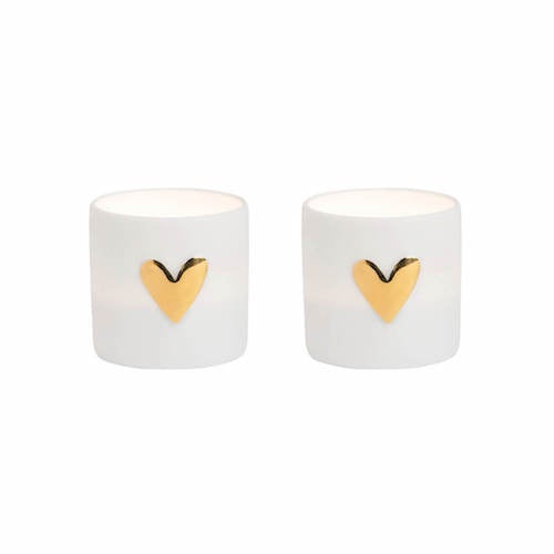 Set of Two Gold Heart Votives
