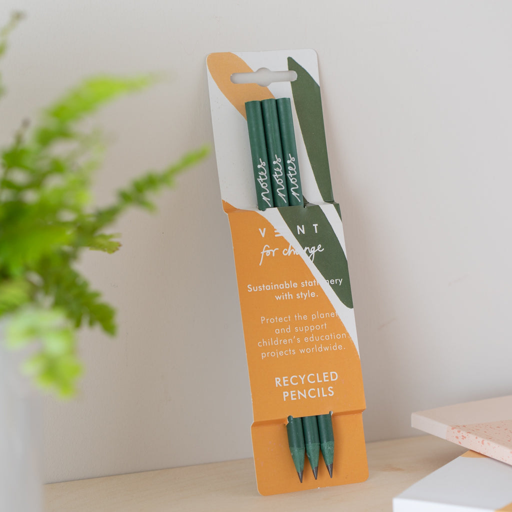 Olive and Forest Green Pack of 3 Pencils