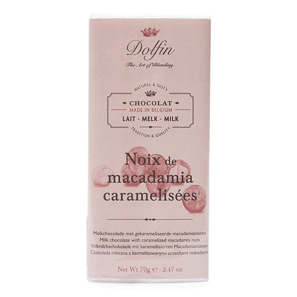 Dolfin Caramelised Macadamia Nuts Milk Chocolate Bar