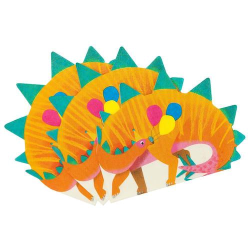 Pack of 16 Dinosaur Shaped Napkins