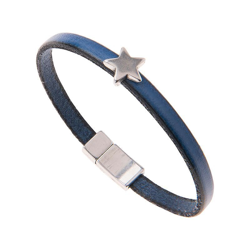 Carrie Elspeth Blue Leather Charm Bracelet with Star