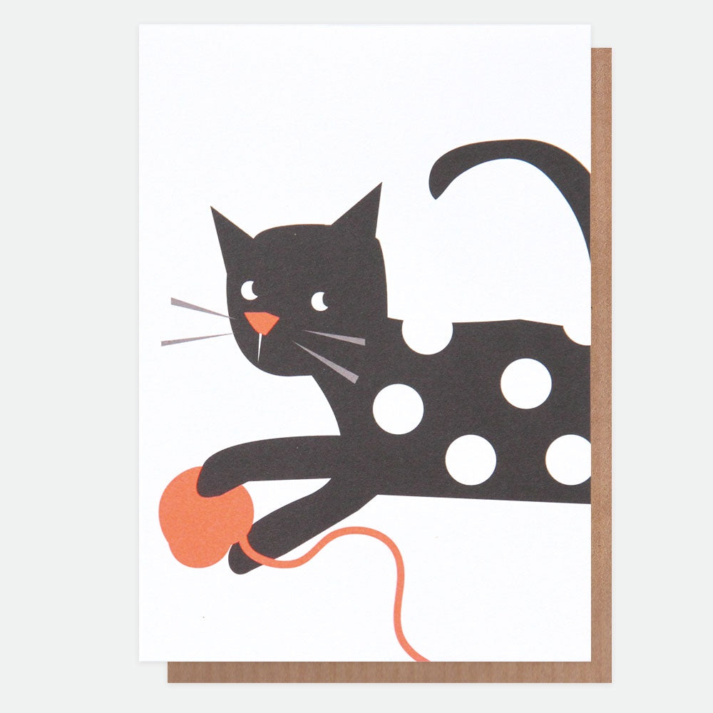 Cat Playing with Neon Ball Card