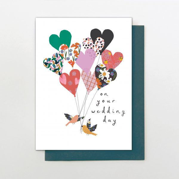 Birds and Balloons Wedding Card
