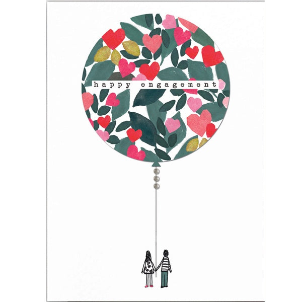 Happy Engagement Balloon Couple Card