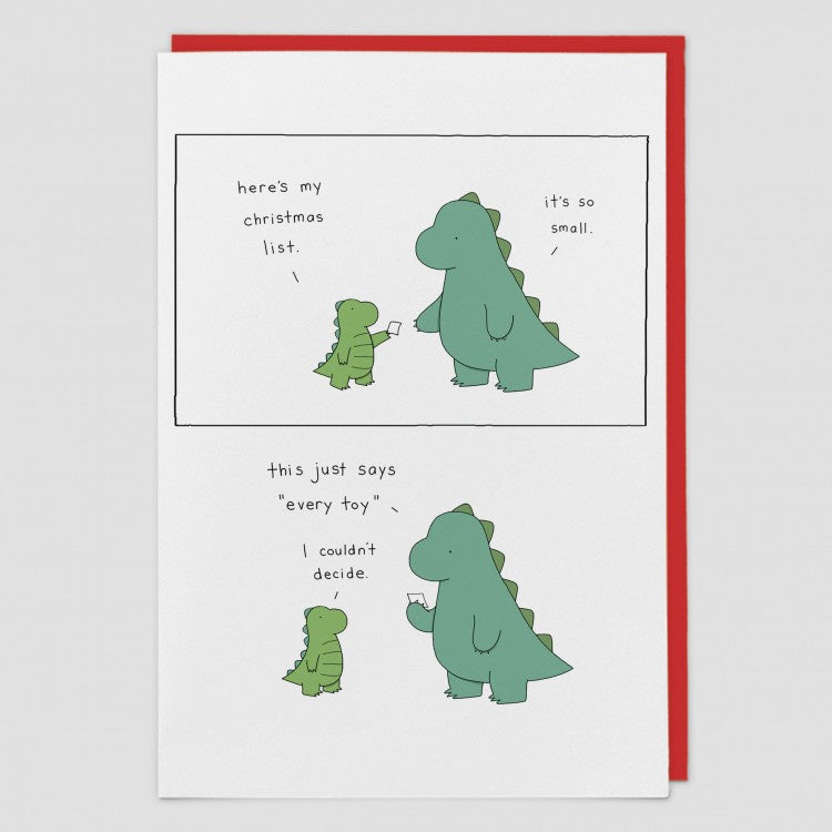 Christmas List Dino Card