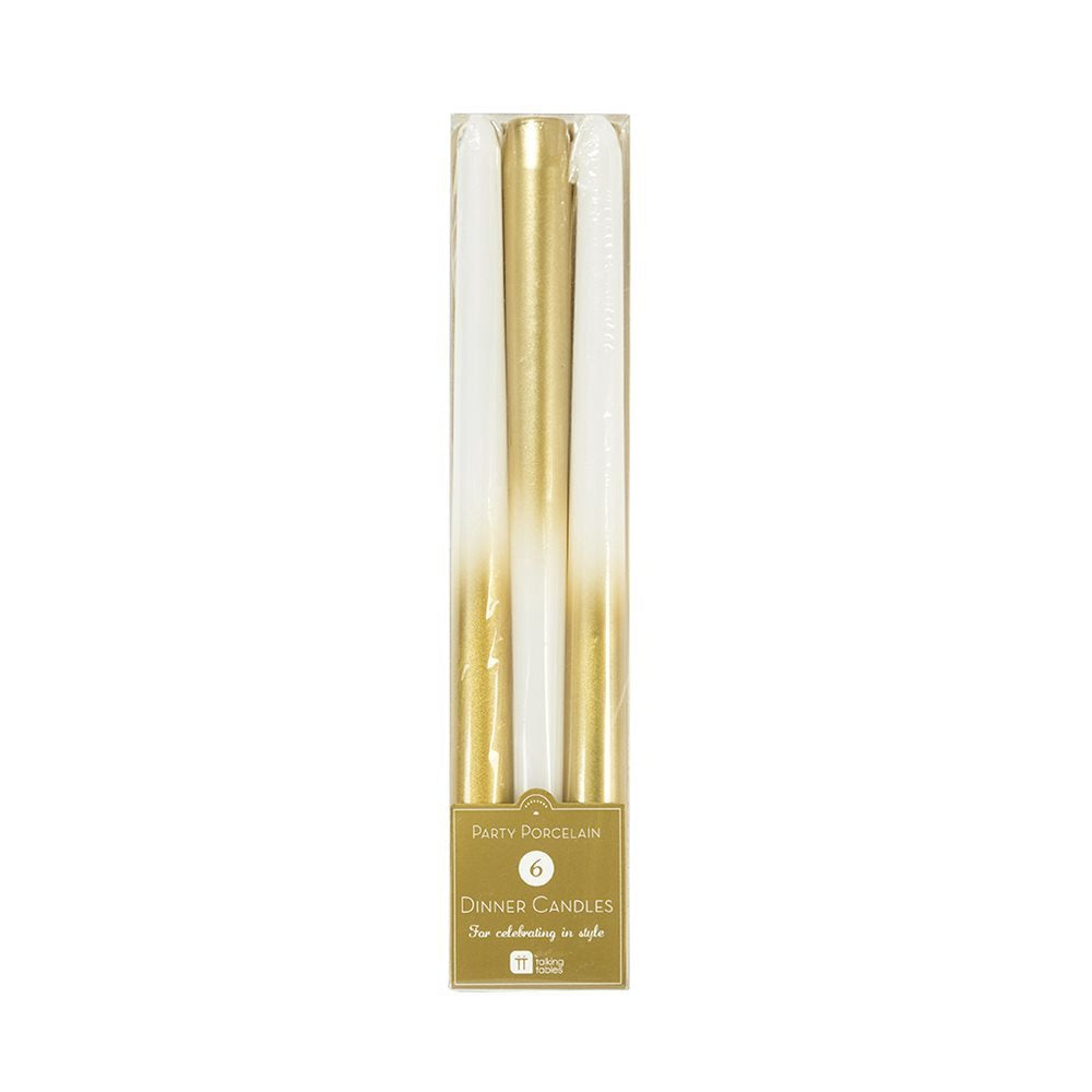 Party Porcelain Tapered Gold Candles