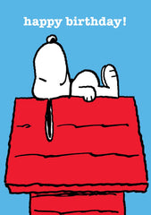 Snoopy on Kennel Happy Birthday Card
