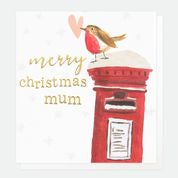 Merry Christmas Mum Robin Postbox Card