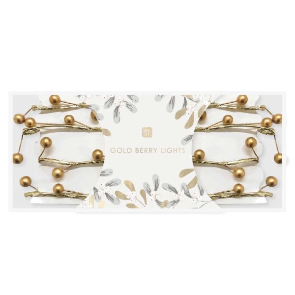 Botanical Berry Gold Berry Branch With Warm White Led Light