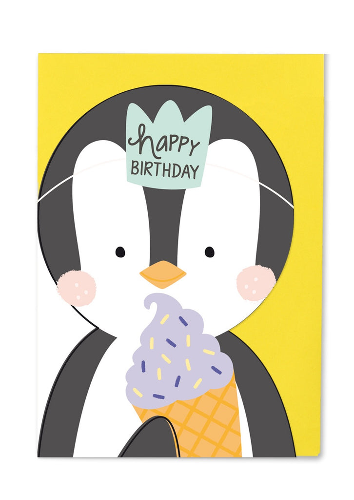 Happy Birthday Penguin Cut Out Card