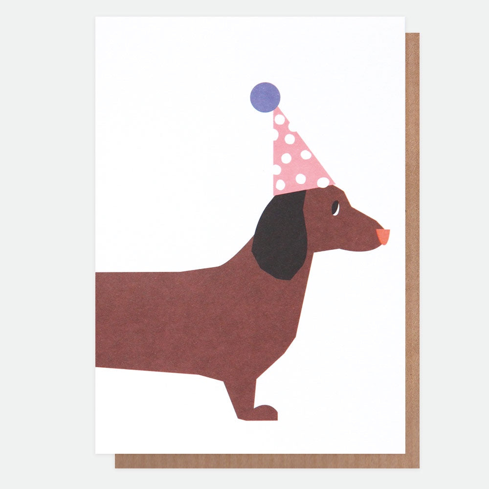 Sausage Dog in Birthday Hat Card