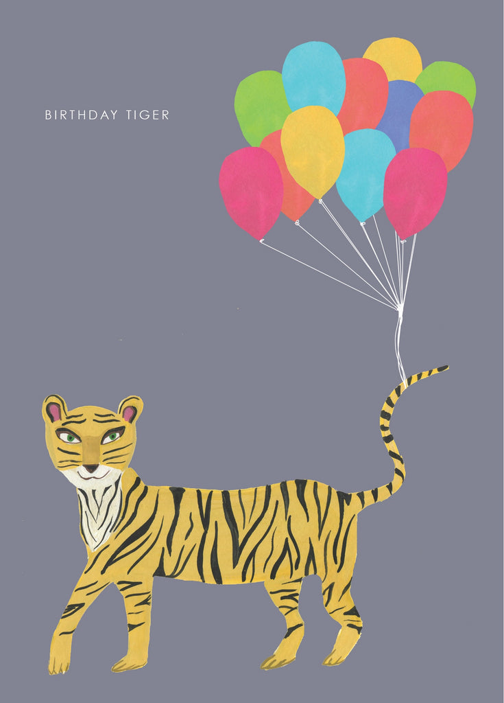 Birthday and Balloons Tiger Card