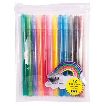 Paper Poetry Pack of 12 Fineliner Duo Pens