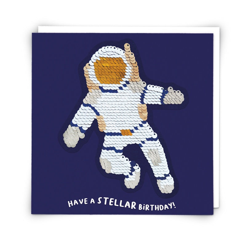 Stellar Birthday Astronaut Sequin Patch Card