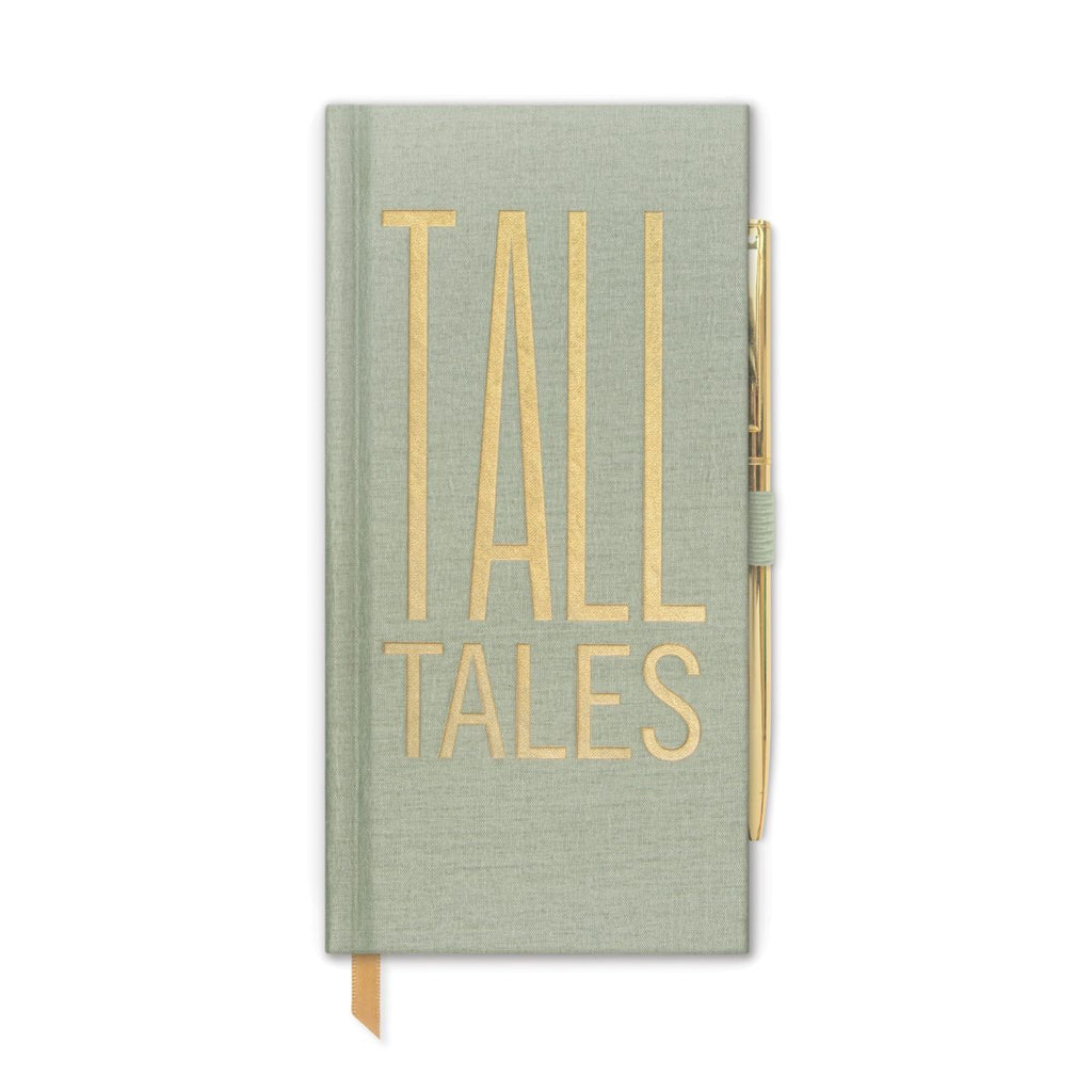Slim Tall Tales Green Cloth Notebook with Pen