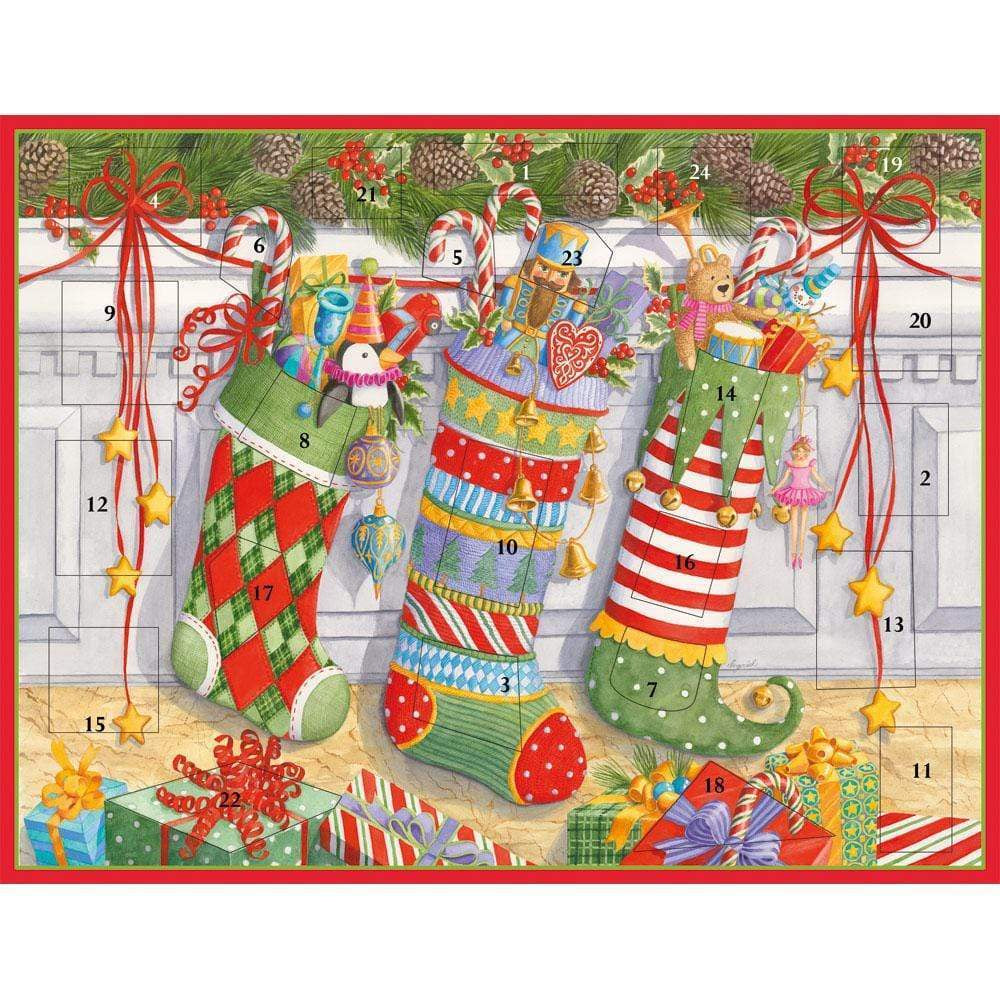 Stockings On Mantle Advent Calendar