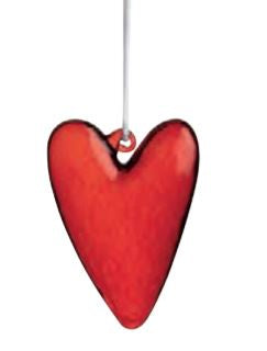 Red Long Glass Heart Hanging Decoration