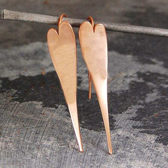 Rose Gold Curved Heart Earrings