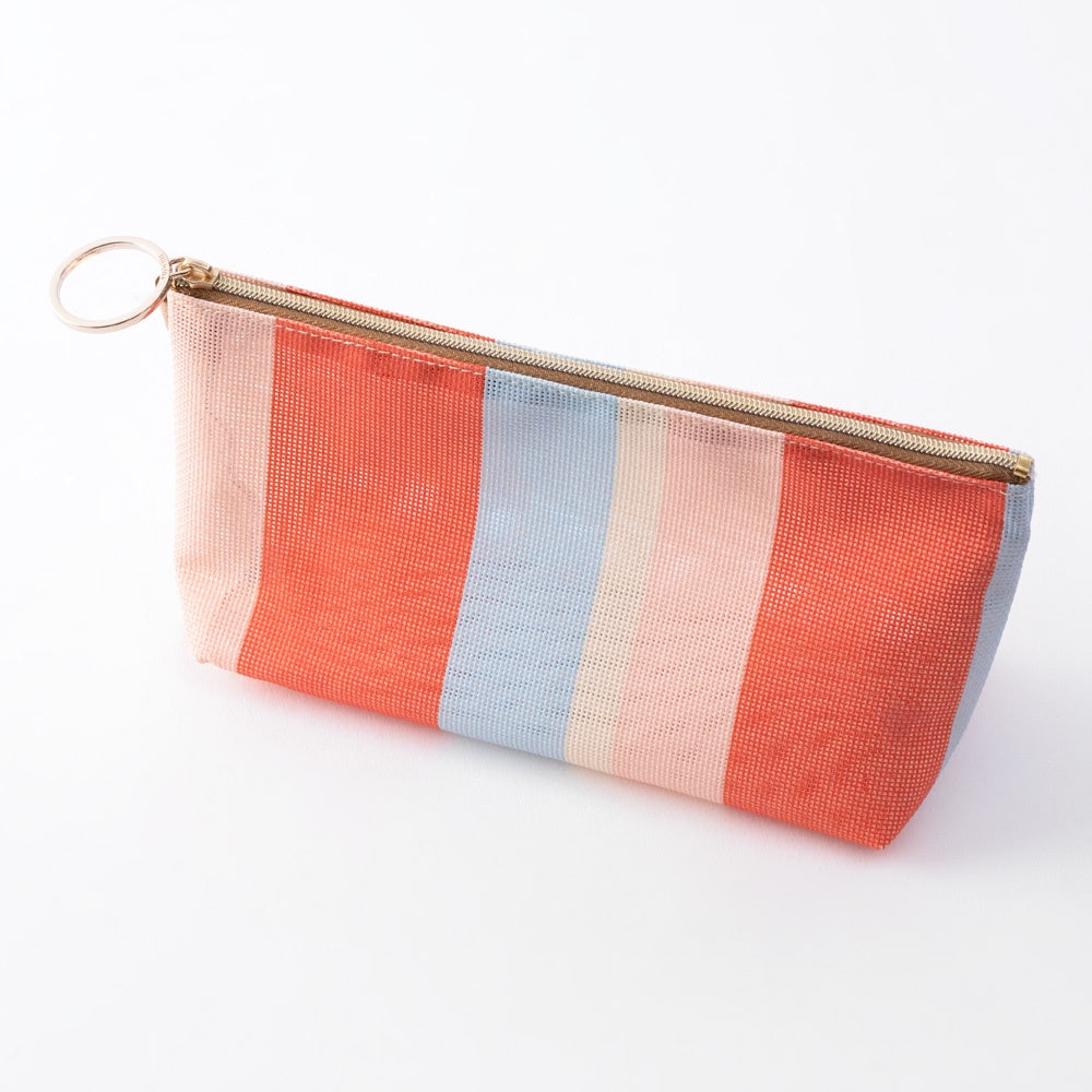 Mesh Striped Red Pouch