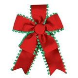 Ribbon Bow - Red with Green Pom Pom