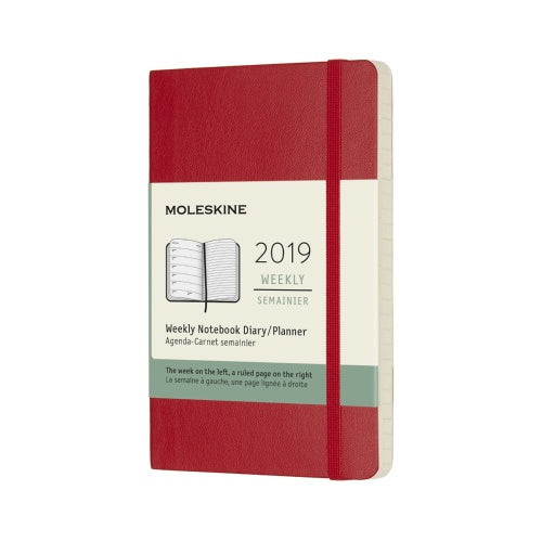 2019 Moleskine Weekly Pocket Planner Hardcover Scarlet Red