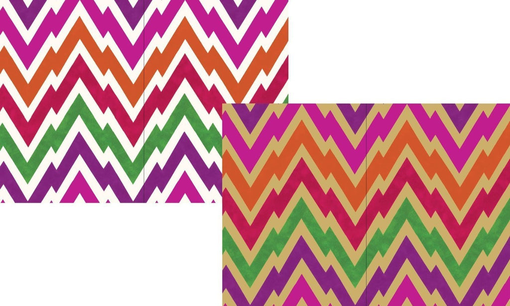 Pack of 8 Bright Zigzag Blank Notecards