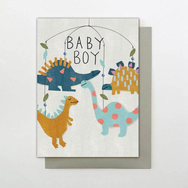 Baby Boy Dinosaur Mobile Card