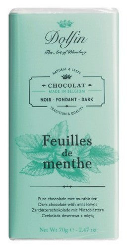 Dolfin Dark Chocolate With Mint Leaves