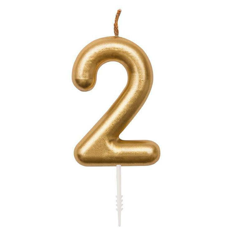 Gold Number 2 Candle
