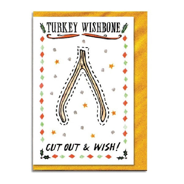 Christmas Cut Out Card Turkey Wishbone