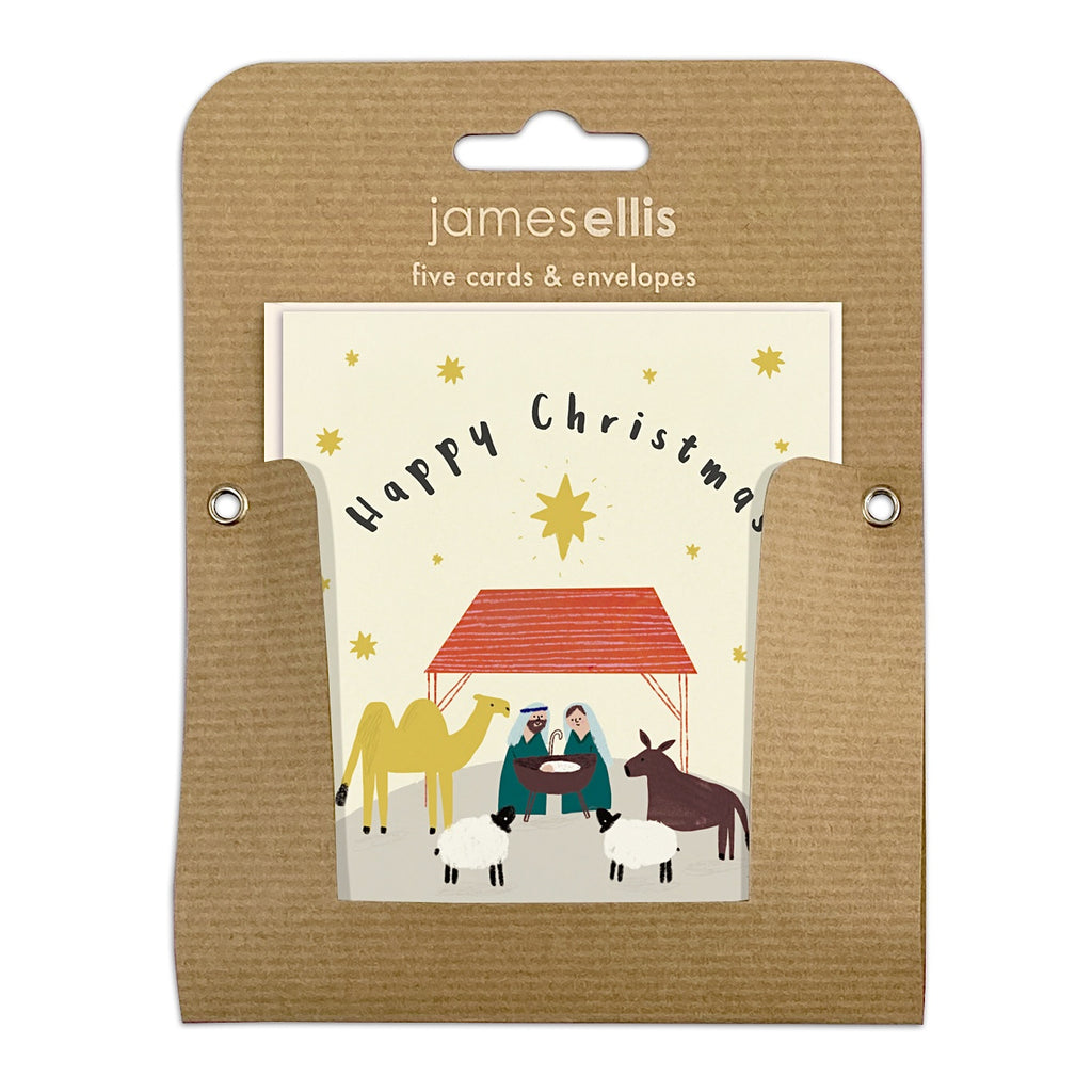 Happy Christmas Nativity Pack of 5 Mini Cards