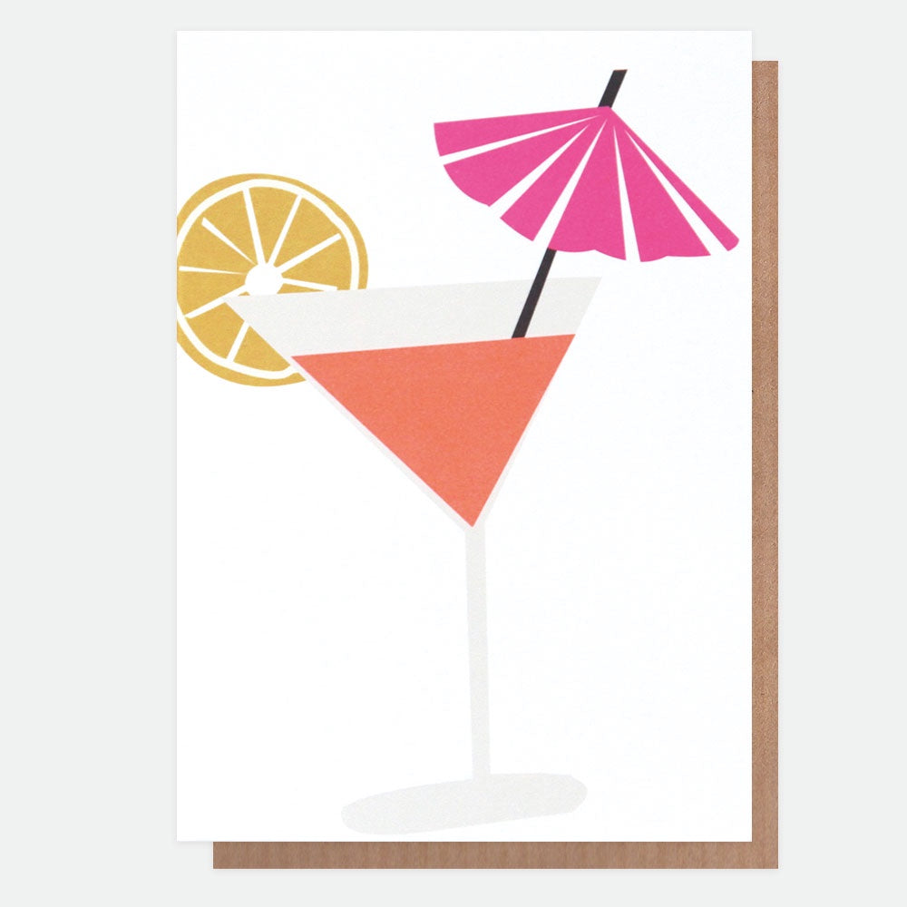 Cocktail with Umbrella and Lemon Card