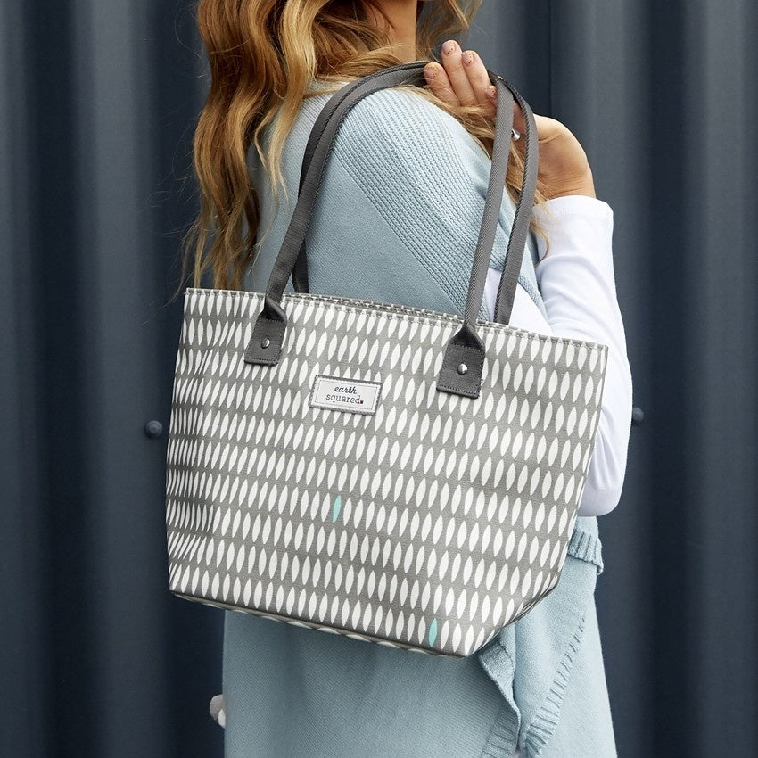 Grey Oval Print Oil Cloth Tote Bag