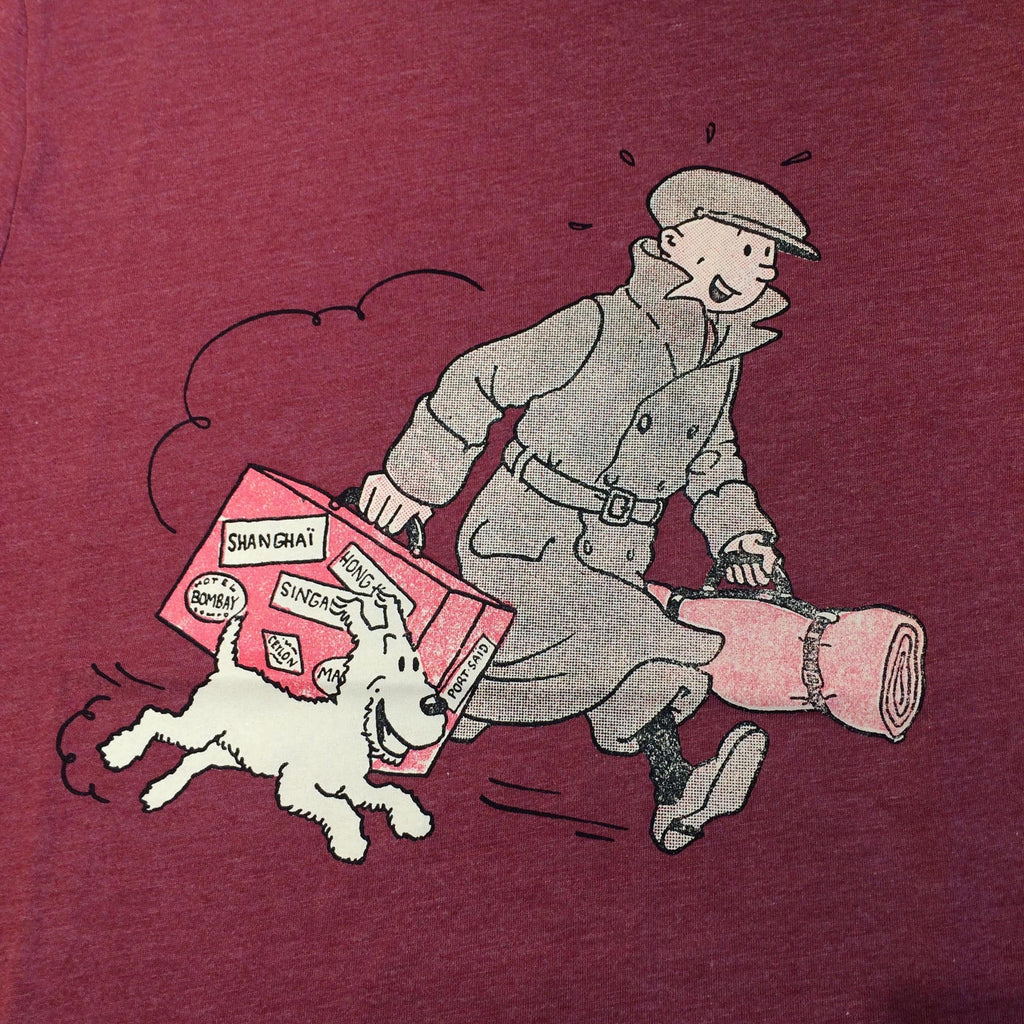 Tintin and Snowy with Luggage Red T-shirt 10yrs