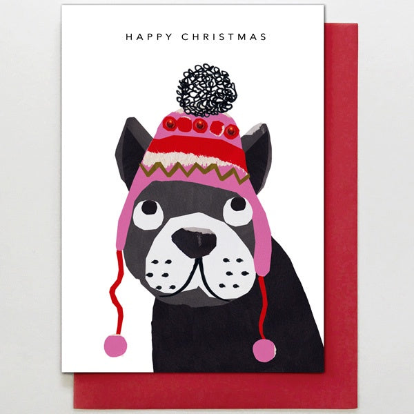 Frenchie in Bobble Hat Card