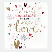 To The One I Love Hearts Christmas Card