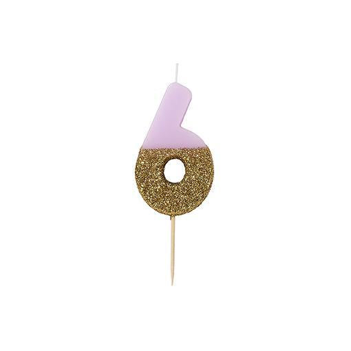 Glitter Birthday Candle Number 6