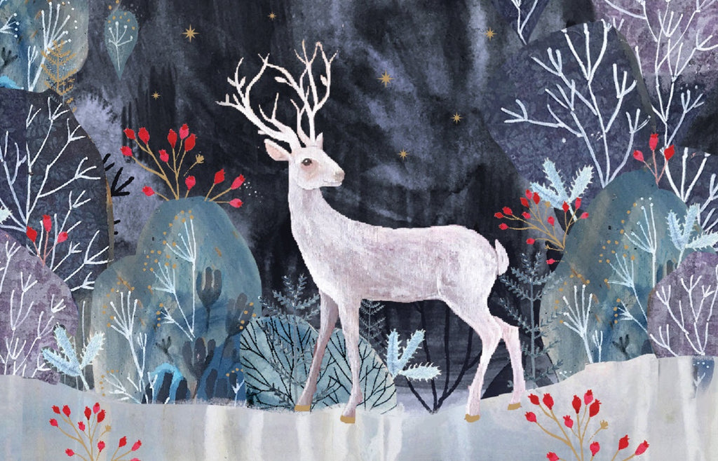 Silver Stag Christmas Card Pack of 8