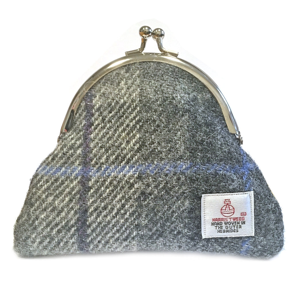 Grey Check Clasp Coin Purse